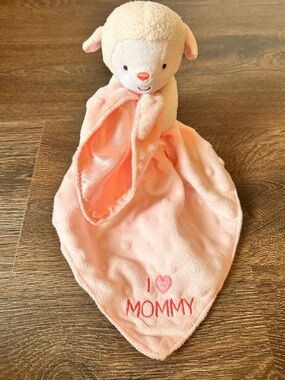 Carter’s Child of Mine Baby Security Blanket Lamb Plush Rattle I love mommy